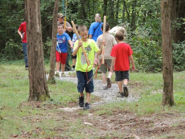 Cub Scout Troop 148 return from clearing Dixon Merritt Trail at Cedars of Lebanon State Park - 9 August 2014